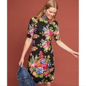Anthro Ett:Twa Coreywell Black Floral Turtleneck Dress Size Small